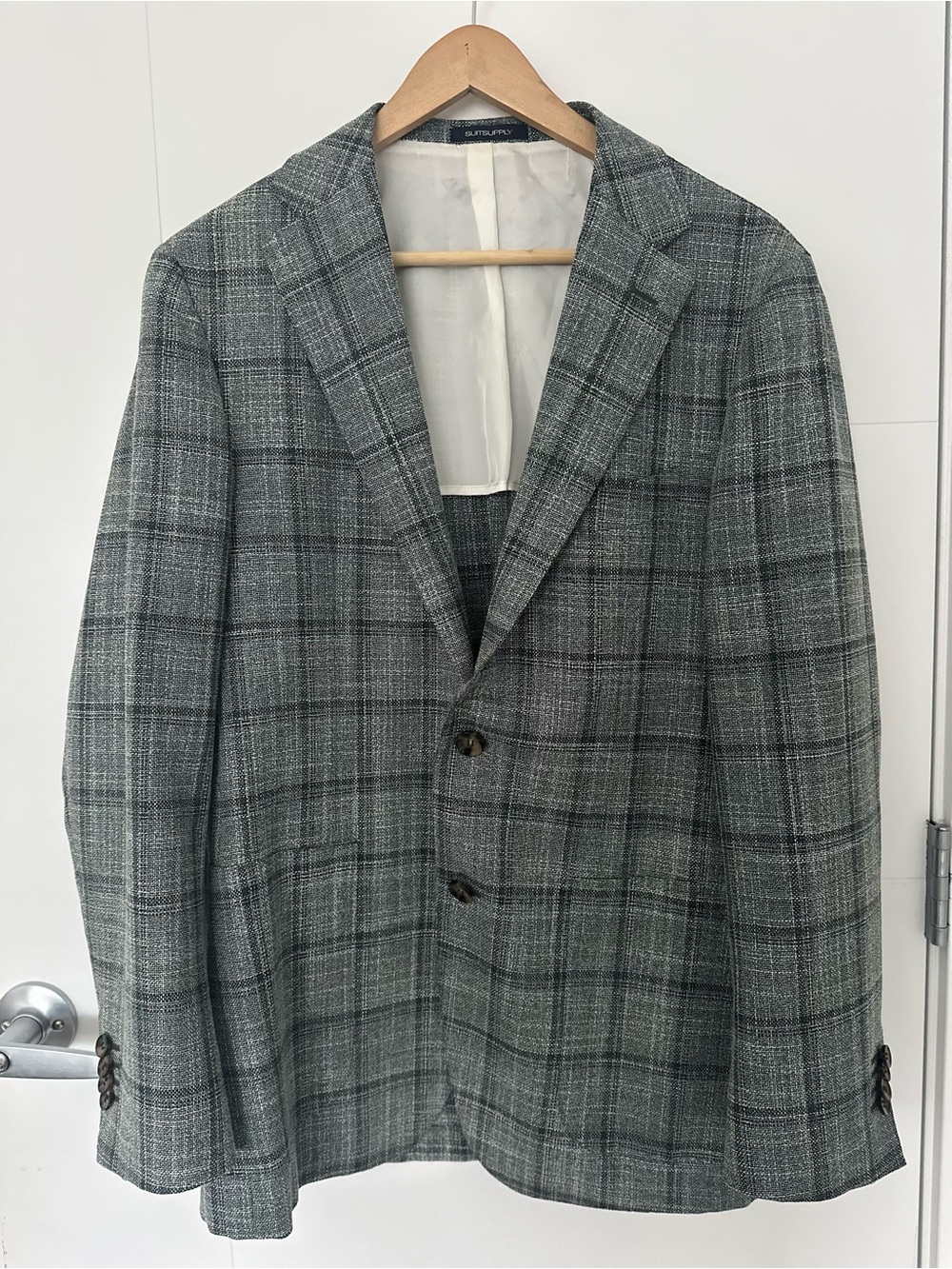 Suitsupply Gray Plaid Sport Coat Wool Silk Italian Fabric EUR 50R